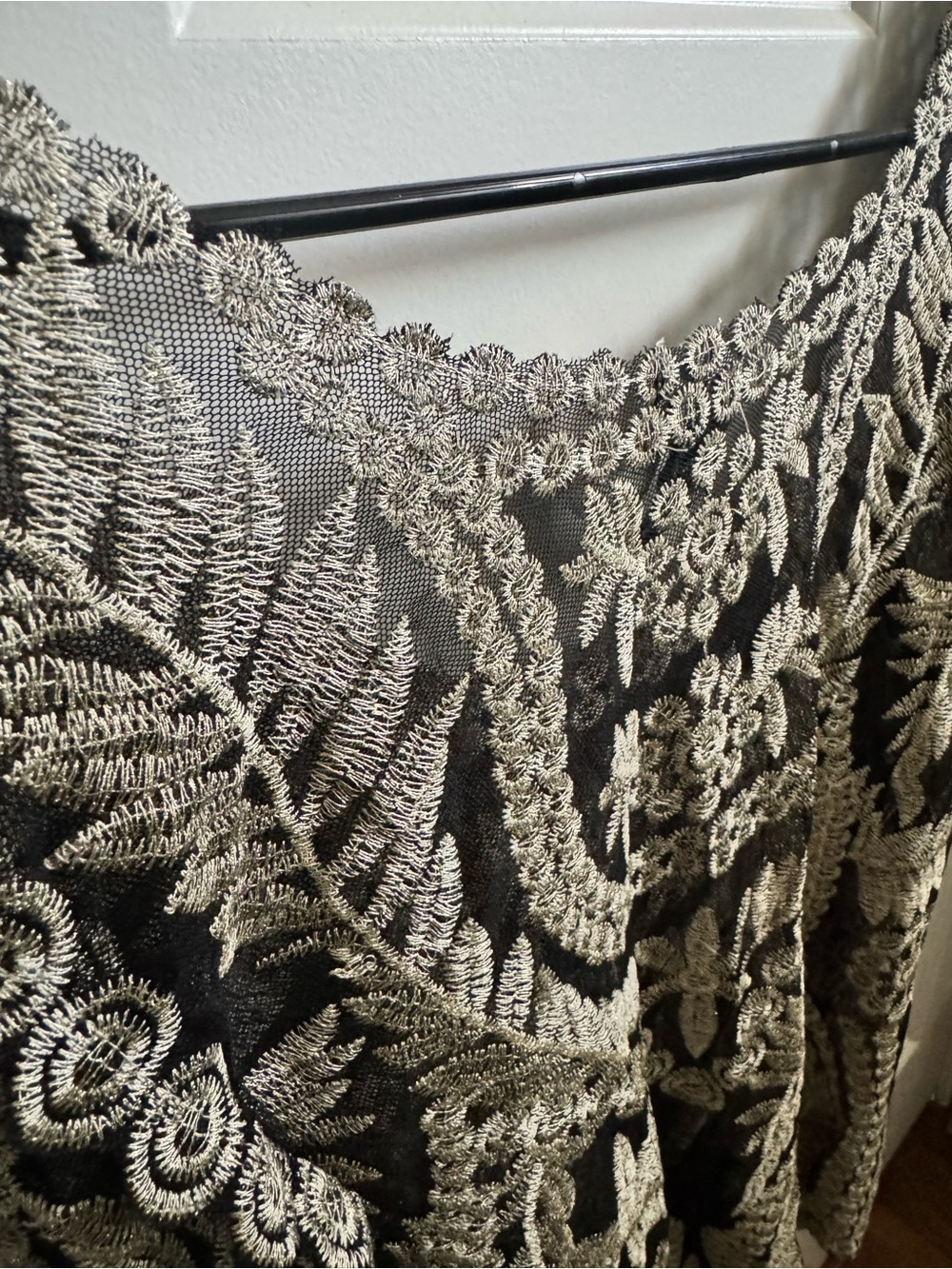 ALLOY Black Mesh Top with Gold Lace Motif - Picture 4 of 6